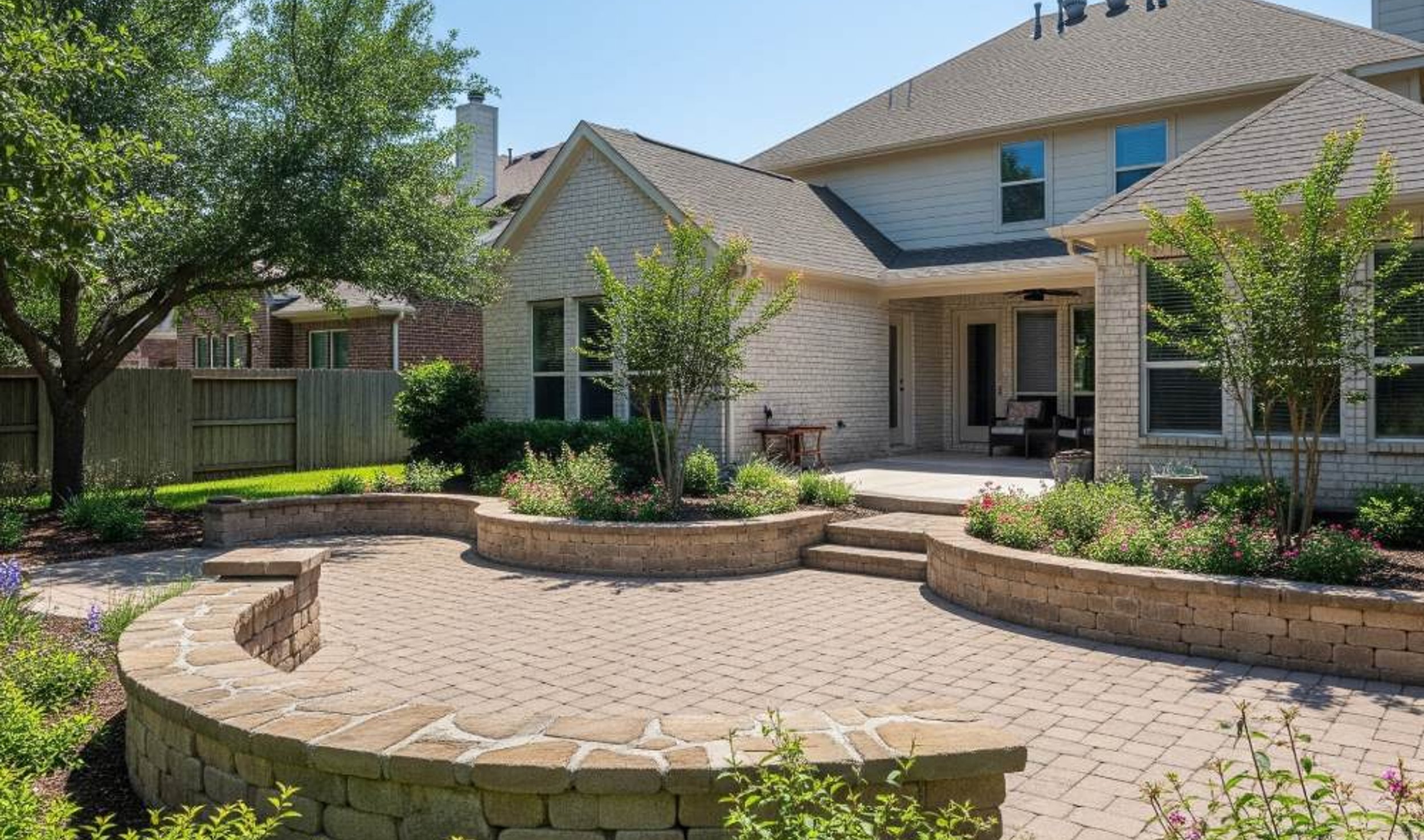 custom limestone stonework on an Austin property