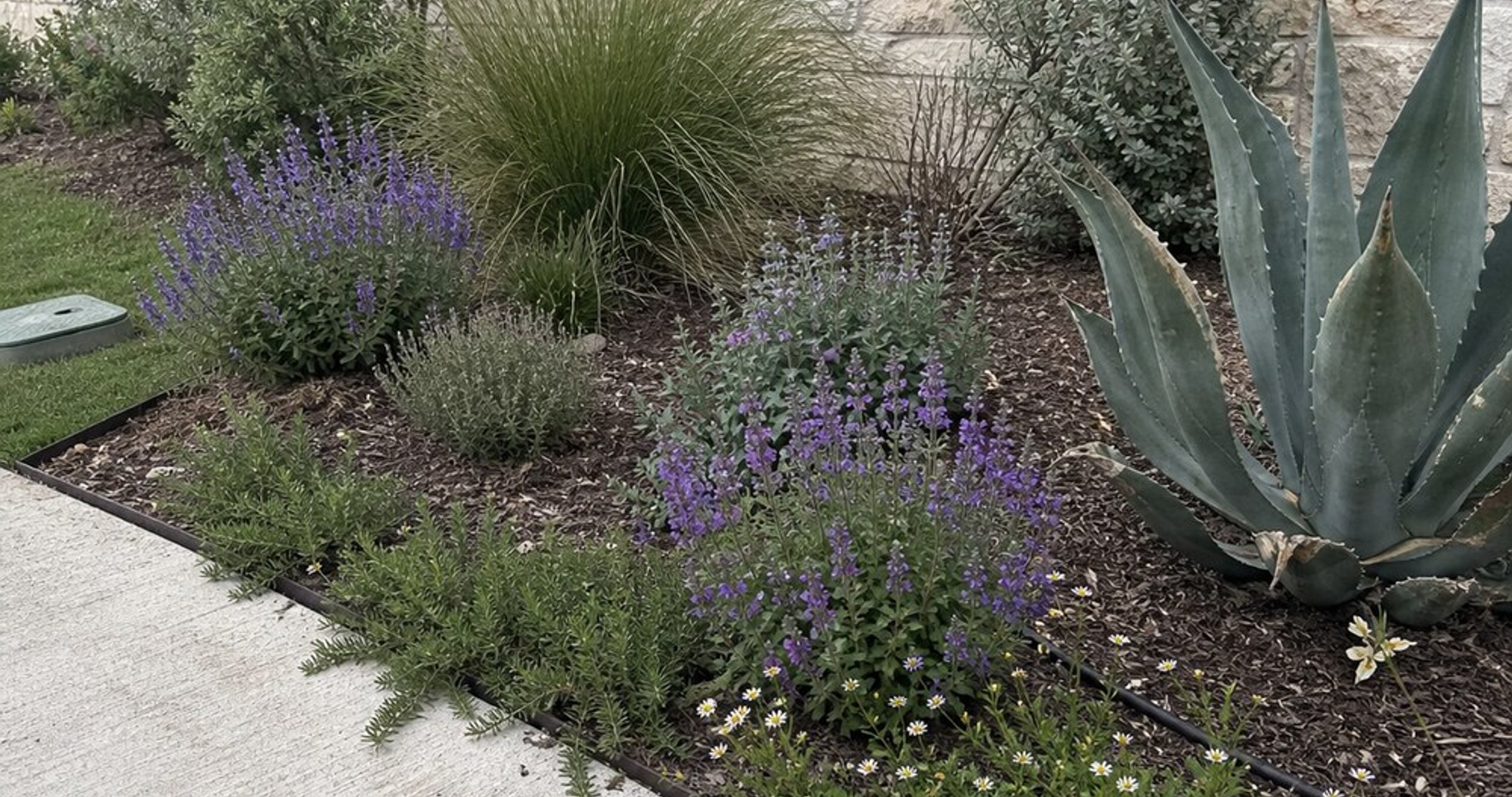 Garden design with native plants in an Austin yard