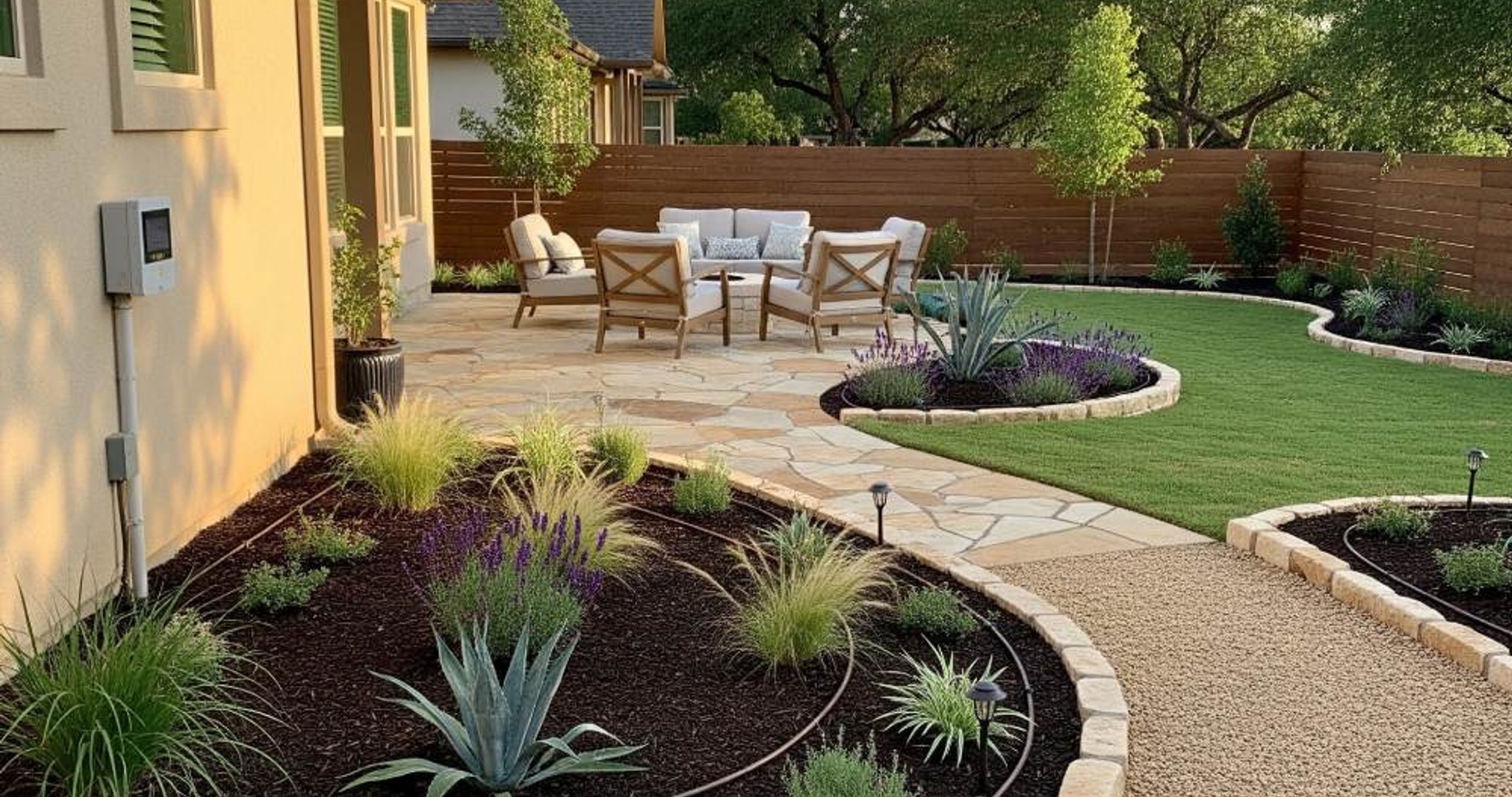 Water-wise xeriscape design with native plants in Austin