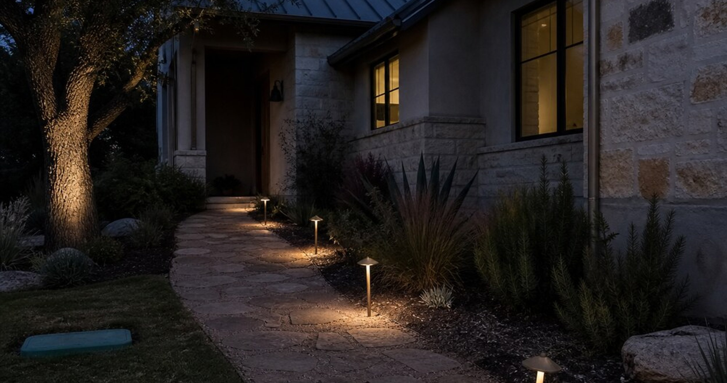 3D rendering of a planned Austin backyard landscape