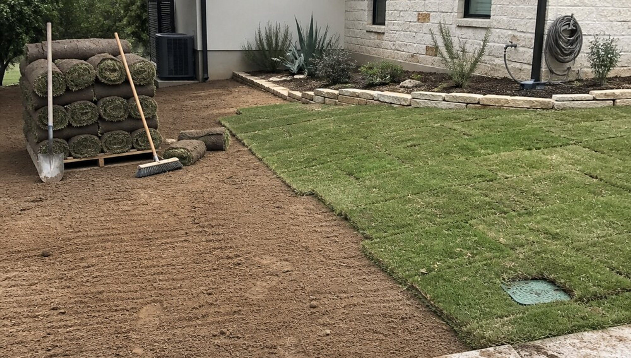 freshly laid sod lawn in Austin