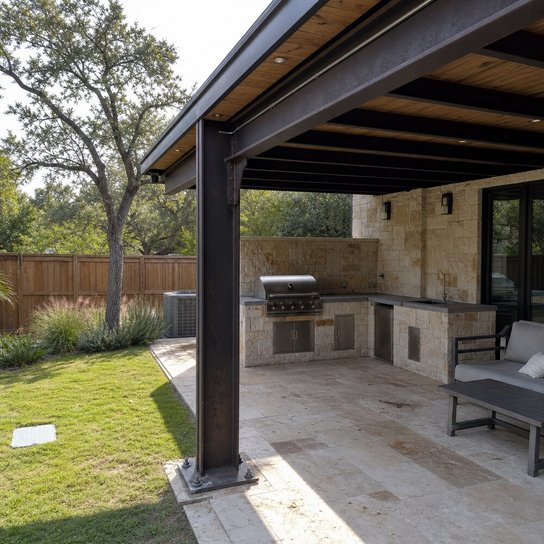 steel outdoor kitchen frame