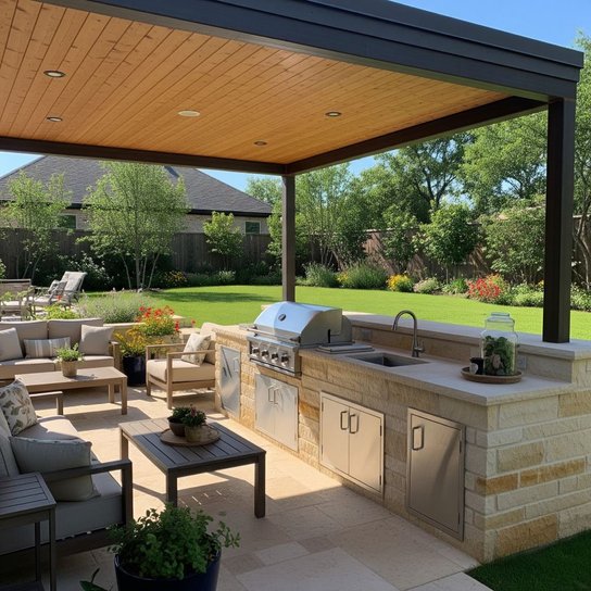 steel outdoor kitchen frame
